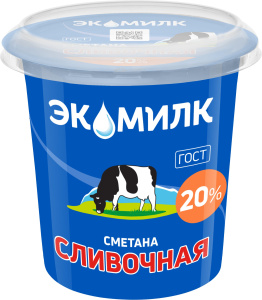Сметана Экомилк 20% 300гр 1/12