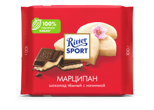 Шоколад горький с марципаном 100гр Риттер Спорт