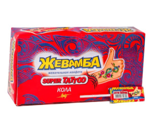 Жевательная конфета "Жевамба Super Tattoo" 12г*24бл*24шт
