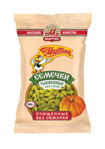 Семена тыквы очищенные От Мартина без соли 100гр (1/20)