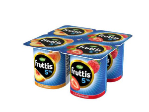 Йогурт FRUTTIS Слив.Лаком.клубн/персик 5% 4*115г(24/4)