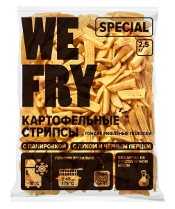 Картофельные стрипсы с луком и чёрным перцем We Fry Special 2,5кг 1/5