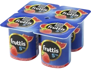 Йогурт FRUTTIS Слив.Лаком.клубн/грейпфрут 5% 4*115г(24/4)