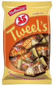Конфеты бат. "35 Tweels"с дробленым арахисом и криспи 280 г.