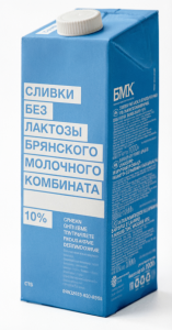 "БМК" Сливки Безлактозные ультрапаст. 10% 1000 гр ТВА EDGE 1/12