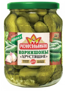 Огурчики маринов. Хрустящие ТМ Разносольников 680гр ГОСТ 1/8
