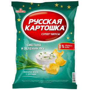 Чипсы Русская картошка (Сметана и лук 150г 9ш) (НДС 10%)