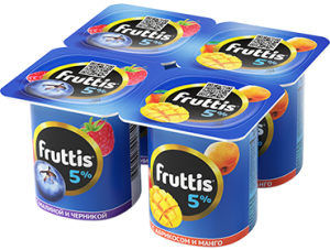 Йогурт FRUTTIS Слив.Лаком.малина-черника/абр-манго 5% 4*115г