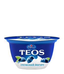 Йогурт Греческий Teos черника 2,0% п/ст 140г Савушкин