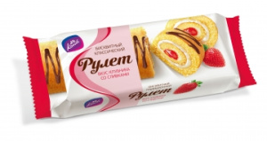 Рулет бисквитный "Классический" клубника со сливками 200г Конти