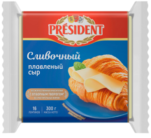 Сыр плав. ломтевой сливочный 28% 300г Президент