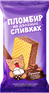 Брикет На двойных сливках пломб шоколад. с крошкой на вафлях 80гр (1/28)
