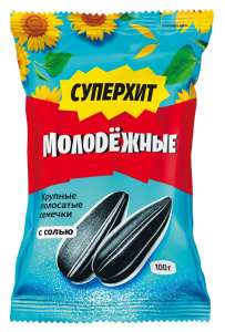 Семечки Молодёжные Суперхит Полосатые обжаренные с солью 100гр (1/30)