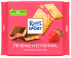 Шоколад молоч. Печенье и Клубника 100гр Риттер Спорт