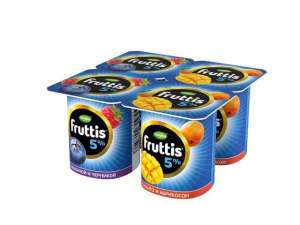 Йогурт FRUTTIS Слив.Лаком.малина-черника/абр-манго 5% 4*115г