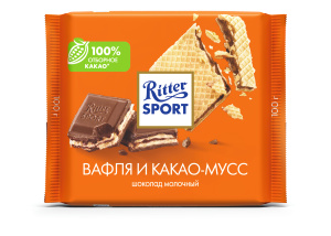 Шоколад молоч. с начинкой из Вафли и Какао-мусса 100гр