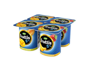 Йогурт FRUTTIS Слив.Лаком.дыня-манго/банан-клубн 5% 4*115г(24/4)