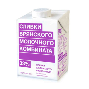 "БМК" Сливки ультрапастеризованные 33% 500 гр ТВА EDGE