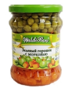 Зеленый горошек с морк 480г ст/б Валдибен
