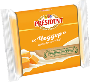 Сыр плав. ломтевой Чеддер 40% 150г*15шт Президент