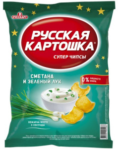 Чипсы Русская картошка (Сметана и лук 80г 16ш)