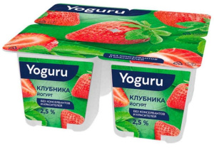 Йогурт YOGURU Клубника 2,5% стакан 125гр