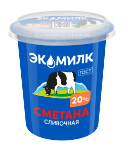 Сметана Экомилк 20% 300гр 1/12