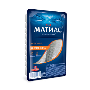 Филе сельди атлантич. слабосол. Матиас с аром. дыма в масле 250гр(1/6)