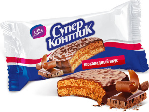 Печенье-сэндвич "Супер-контик" шоколадный вкус 100г*50шт (Р)