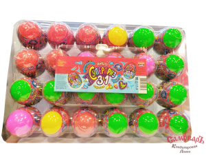 Сахарное драже в яйце с игрушкой и татушкой "Суперприз 3в1" 3г*12бл*24шт
