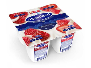 Альпенланд слив.Малина-Клубника 7,5% 4*95г(24/4)