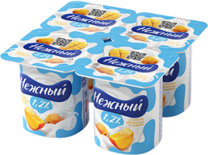 Йогурт "Нежный" с соком абрикоса-манго 1,2 %,100 г, (24/4), (Кампина)