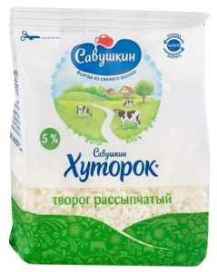 Творог рассыпч. 5% пак.350г Савушкин