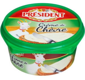 Сыр плавл. c мягким сыром из козьего молока с белой плесенью CREME DE CHEVRE  Президент  52%  125г