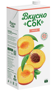 Персиковый сокосодержащий напиток 0,95л с крышкой (Slim) ВкусноСок