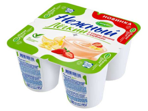 Йогурт "Нежный" с соком банан-клубника 0,1% 95г (24/4)