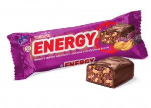 Конфеты "Батончик@Energy" Арахис в мягкой карамели с изюмом и воздушным рисом 40г (бокс)
