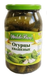 Огурцы квашеные 940г ст/б Валдибен
