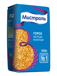 Горох Мистраль жёлтый колотый 900гр 1/12