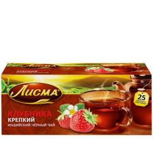 Чай Лисма Крепкий Клубника черный 25*37,5г