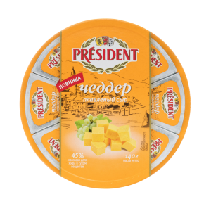 Сыр плав. Чеддер 45% 140г Президент