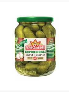 Огурчики Корнишоны Хрустящие ТМ Разносольников 680гр