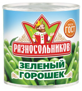 Горошек зелёный ТМ Разносольников ж/б 400гр ГОСТ 1/12