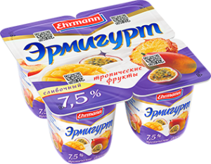 Эрмигурт Экстра слив.Тропические фрукты 7,5% 4*100г(24/4)