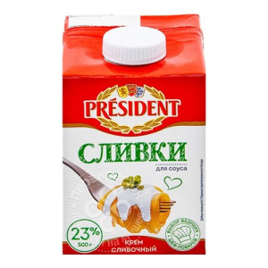 Крем сливочный Сливки для соуса 23% 500г Президент Брик слим