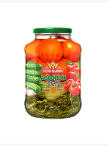 Ассорти марин.Огурцы/ТоматыТМ Разносольников 1500гр ГОСТ 1/6
