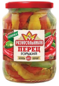 Перец горький марин. ТМ Разносольников 650гр 1/8