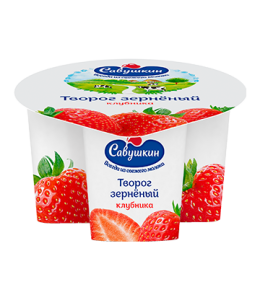 Творог зерн. 101 зерно+сливки клубника 5% 130г