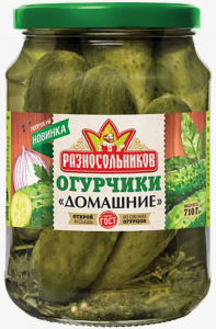 Огурчики маринов. Домашние ТМ Разносольников 710гр ГОСТ 1/8