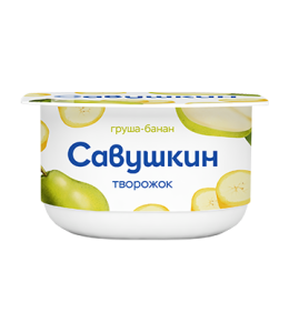 Паста твор. десерт.груша/банан 3,5% пс/с 120г Савушкин(8/1)